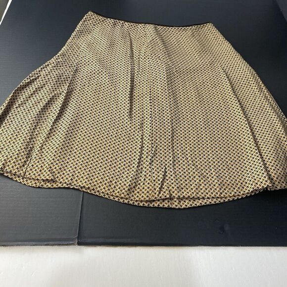 Nine West Brown Print Skirt 100% silk size 12 Women's Casual Workwear Zip - Picture 3 of 14